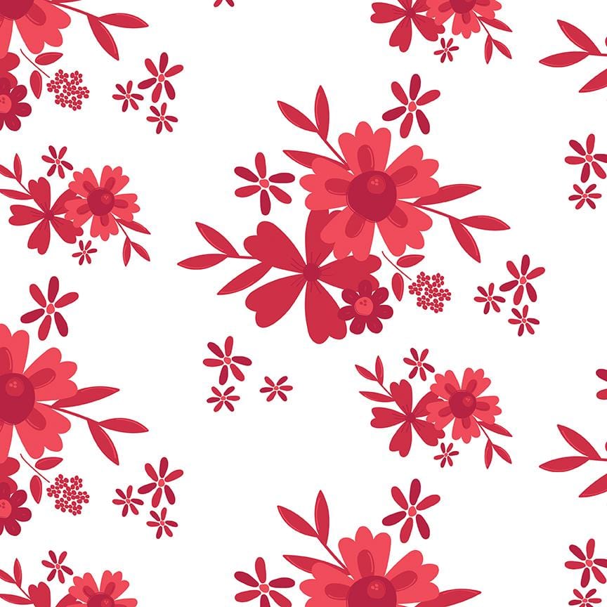 Cheerfully Red -  Main Floral White Riley Blake 