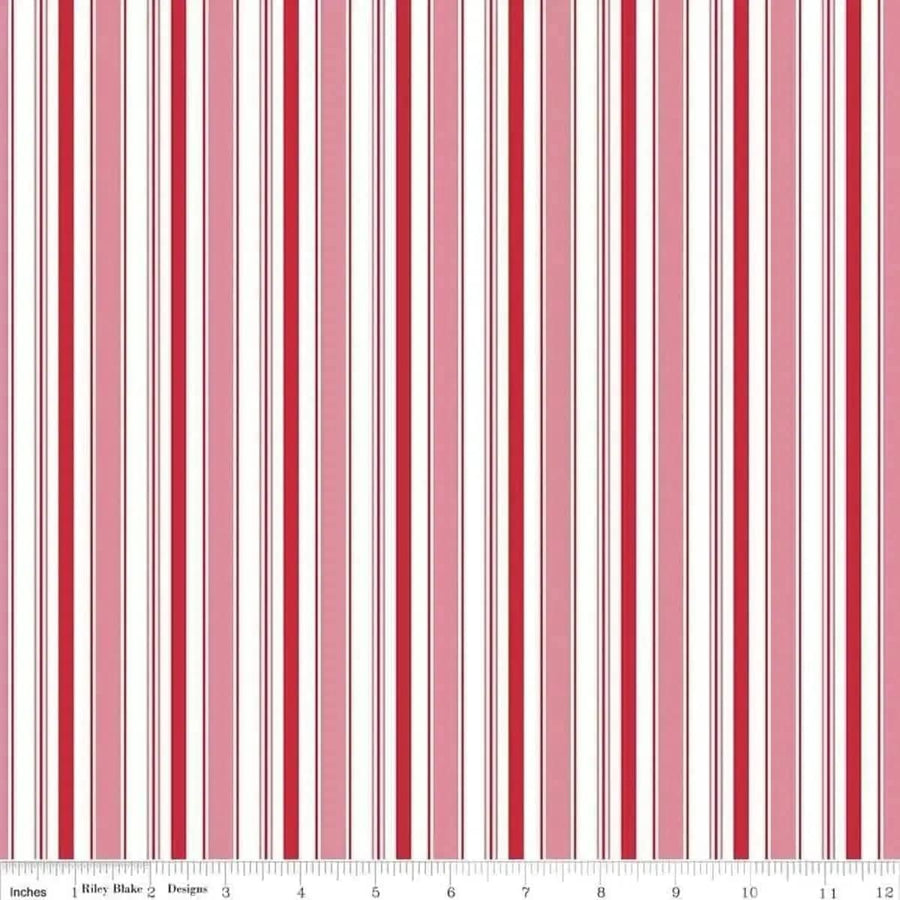 Riley Blake - Cozy Christmas - Stripe Pink Riley Blake 