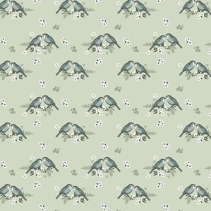 Gingham Fields  - Birds Pistachio C13351-PSTCHO