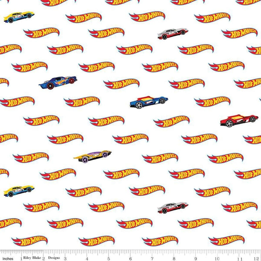 Riley Blake - Hot Wheels Classic Hot Wheels Logo White Riley Blake 