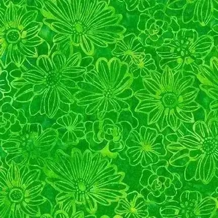 Artisan Batiks: Summer Zest - Flowers Green Robert Kaufman Fabrics 