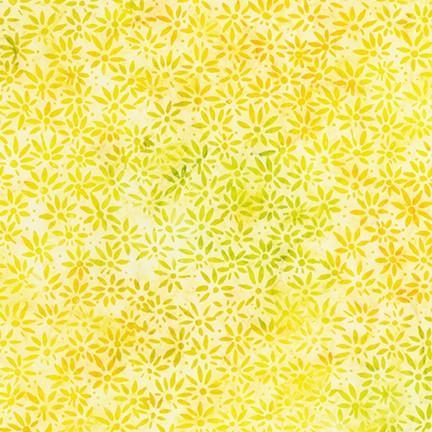Artisan Batiks: Summer Zest - Packed Flowers Lemon Robert Kaufman Fabrics 