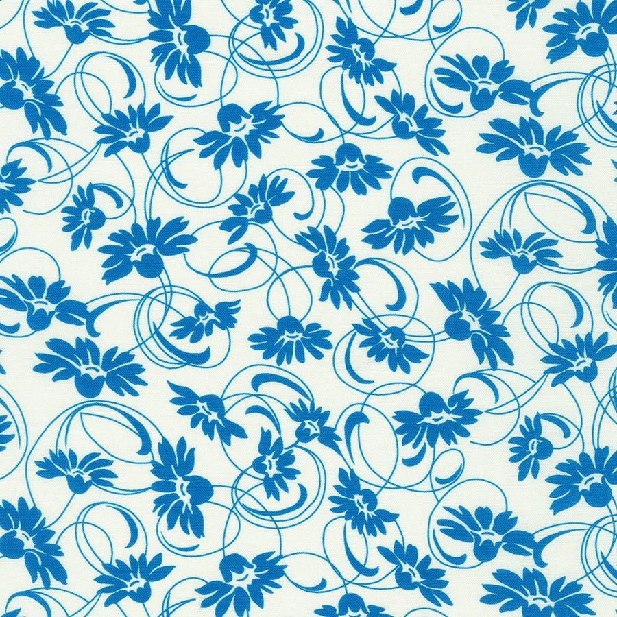 Daisy's Bluework - Floral Swirl Blue FLHD-21264-4