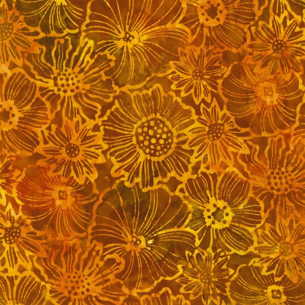 Robert Kaufman - Artisan Batiks: Sunrise Blossoms - Large Flowers Caramel Robert Kaufman Fabrics 