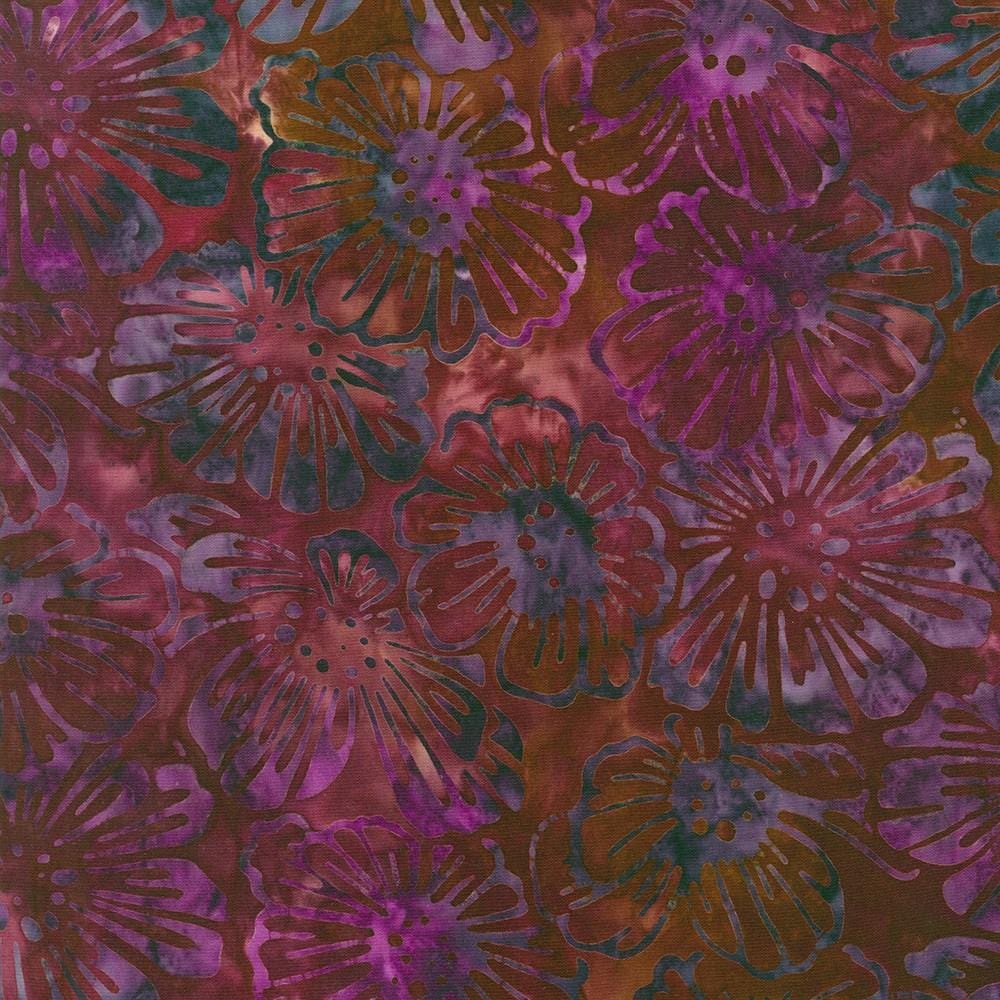 Robert Kaufman - Artisan Batiks: Sunrise Blossoms - Large Flowers Plum Robert Kaufman Fabrics 