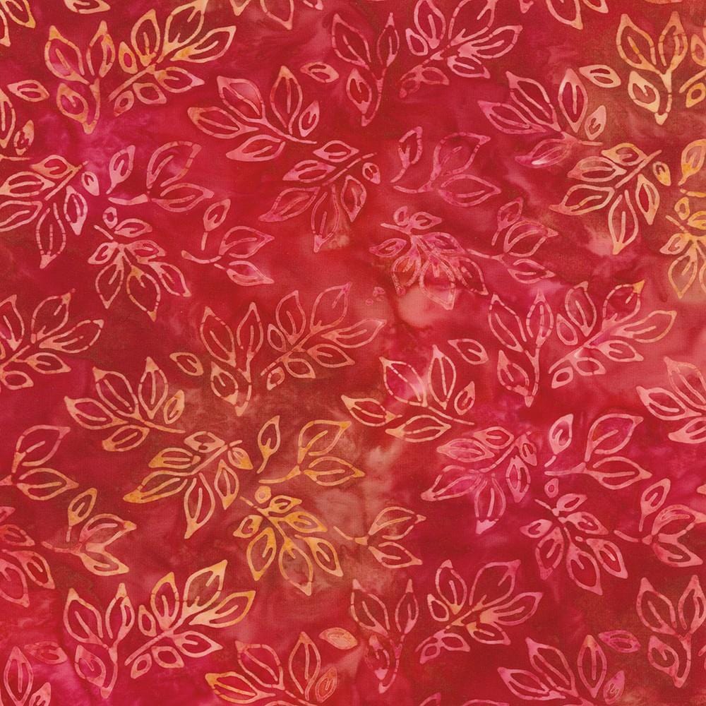 Robert Kaufman - Artisan Batiks: Sunrise Blossoms - Leafy Sprigs Poppy Robert Kaufman Fabrics 