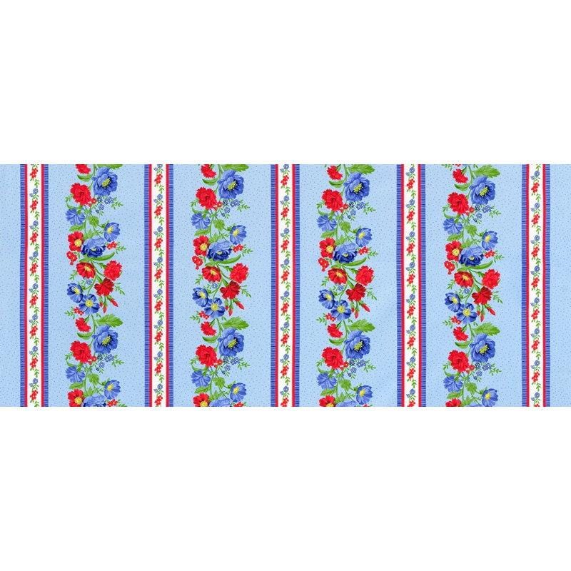 Robert Kaufman - Flowerhouse: Jubilee - Border Stripe Sky Robert Kaufman Fabrics 