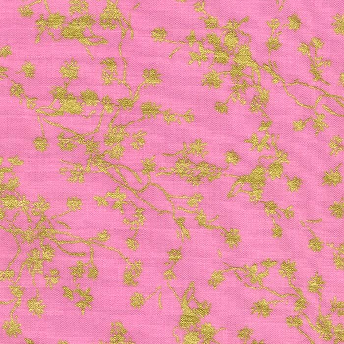 Robert Kaufman - Rosette - Gold Small Floral Pink Robert Kaufman Fabrics 