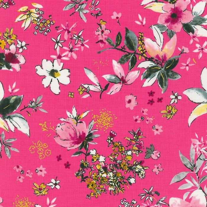 Robert Kaufman - Rosette - Tossed Blooms Pink Robert Kaufman Fabrics 
