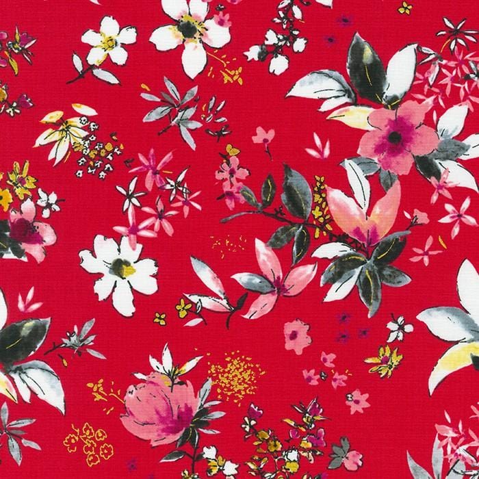 Robert Kaufman - Rosette - Tossed Blooms Red Robert Kaufman Fabrics 
