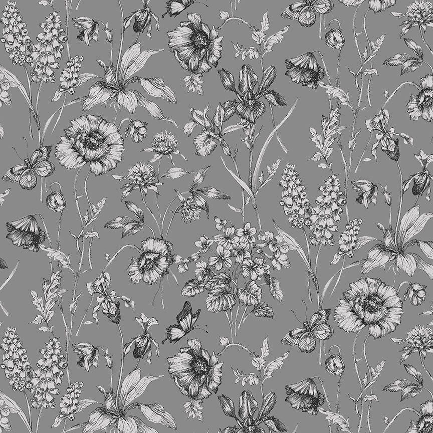 Graphite -  Butterscup Floral Sketch Grey FLEUR-CD1812G