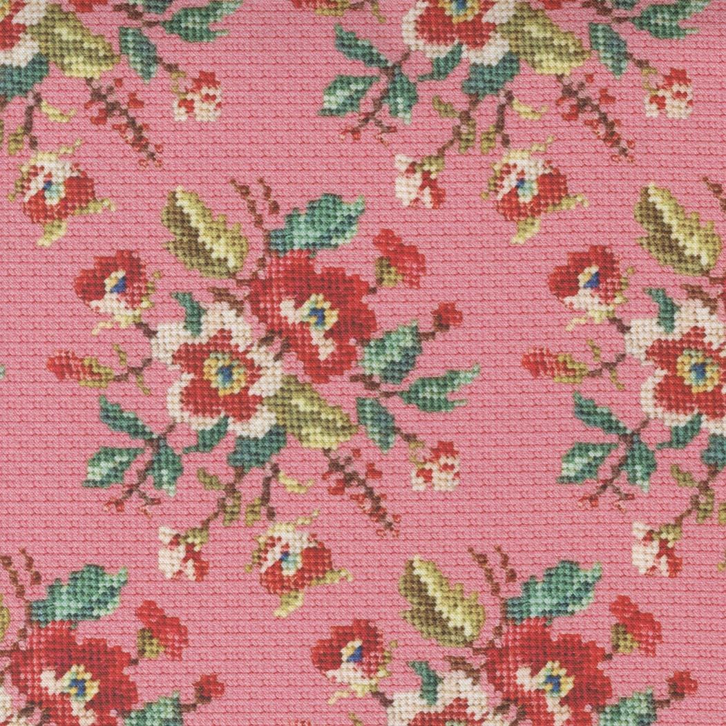 Moda - Leather Lace And Amazing Grace - Large Floral Needlepoint Pink MODA/ United Notions 