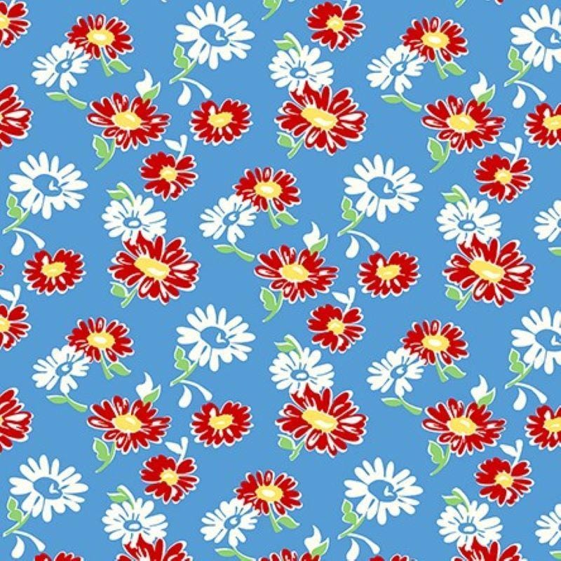 Wild Flour - Tossed Daisies Blue Windham Fabrics 