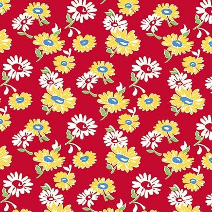 Wild Flour - Tossed Daisies Red Windham Fabrics 