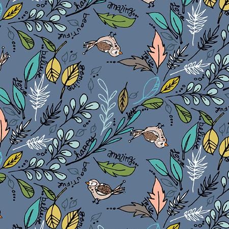 Windham - Jaye Bird - Flying Foliage Blue Windham Fabrics 