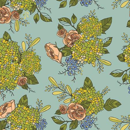 Windham - Jaye Bird - Jayes Bouquet Mint Windham Fabrics 