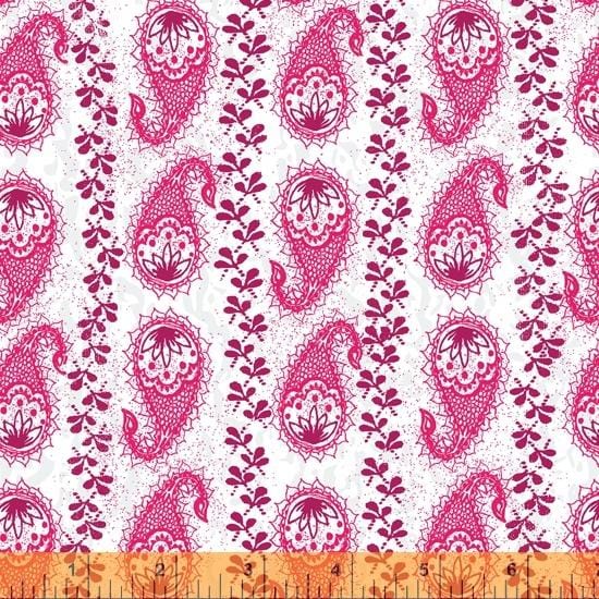 Our House - Paisley Stripe Magenta Windham Fabrics 