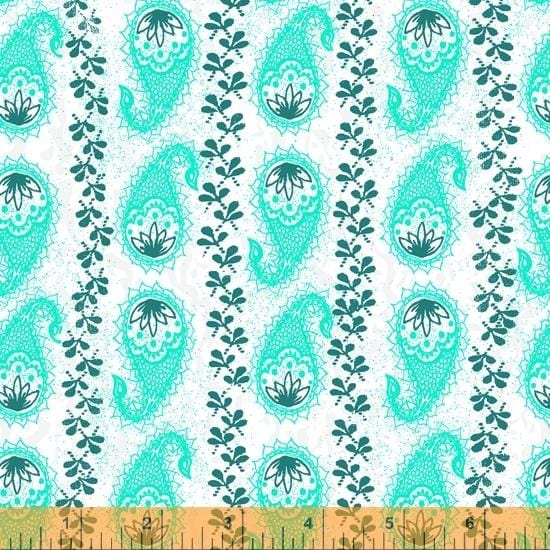 Our House - Paisley Stripe Turquoise Windham Fabrics 